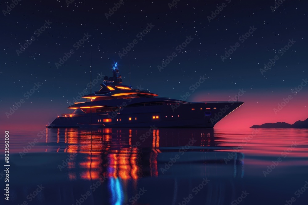 Poster a large boat floating on a body of water, suitable for various projects