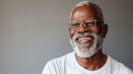 elderly middle aged African man smiling isolated - Powered by Adobe