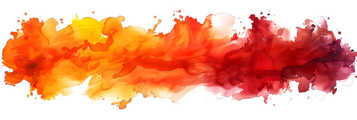 Orange and red mottled watercolor paint stain on transparent background.