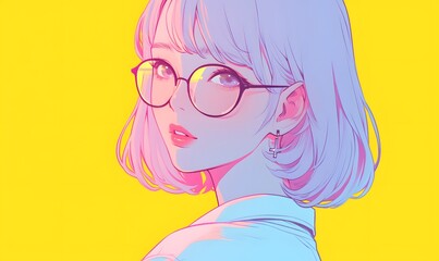 anime style. cute kpop idol girl on a simple one color background, Generative AI