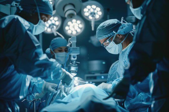 Surgical team operating on a patient, suitable for medical concepts