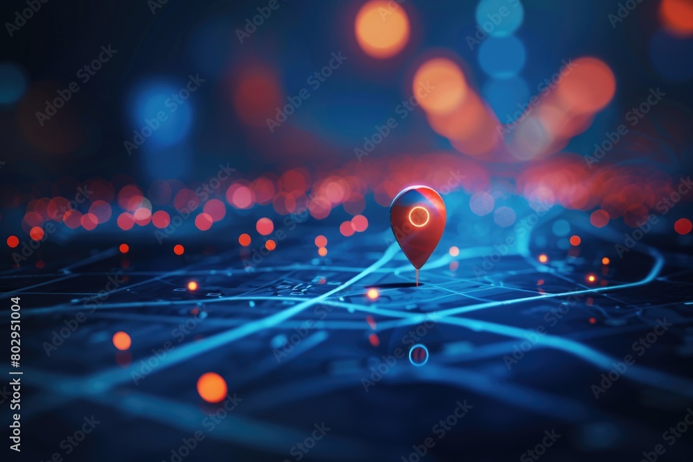 Aufkleber a map with a pin in a dark room, suitable for travel concepts