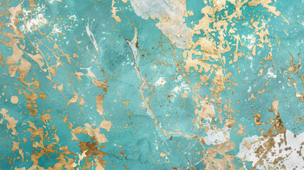 Elegant aqua blue marbled background with gold foil details for high-end design