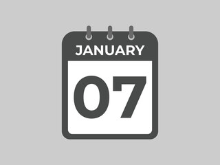january 7 calendar reminder. 7 january daily calendar icon template. Calendar 7 january icon Design template. Vector illustration
