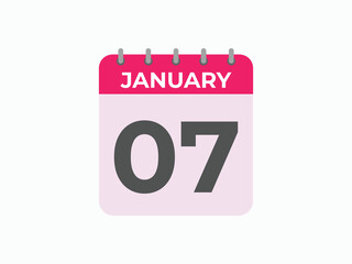 january 7 calendar reminder. 7 january daily calendar icon template. Calendar 7 january icon Design template. Vector illustration
