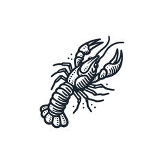 The shrimp icon. Black white vector logo illustration.	