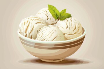 Three delicious scoops of ice cream in a bowl, perfect for summer treats