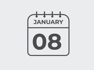 january 8 calendar reminder. 8 january daily calendar icon template. Calendar 8 january icon Design template. Vector illustration
