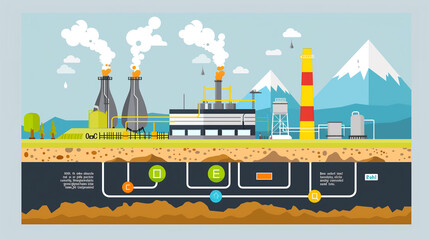 Naklejka premium an infographic explaining carbon capture and storage technologies and their potential.