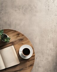books and coffee background with copy space