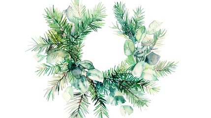 Festive watercolor painting of a Christmas wreath, perfect for holiday designs