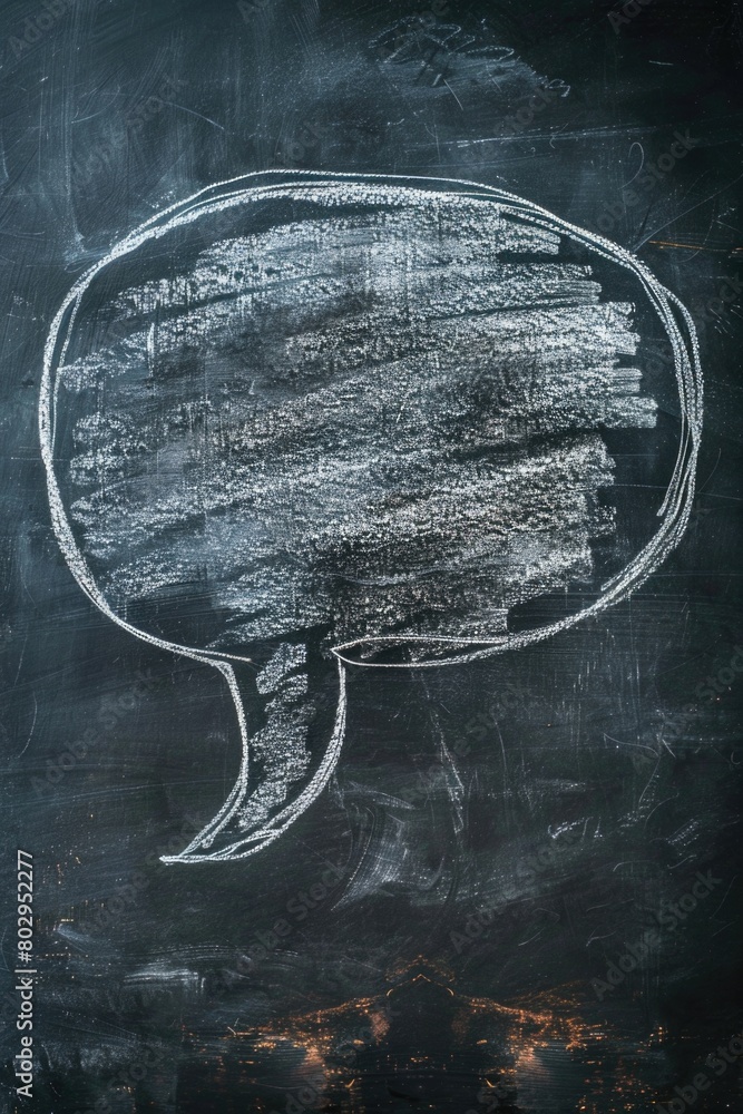 Poster A simple chalk drawing of a speech bubble on a blackboard. Perfect for educational or communication concepts