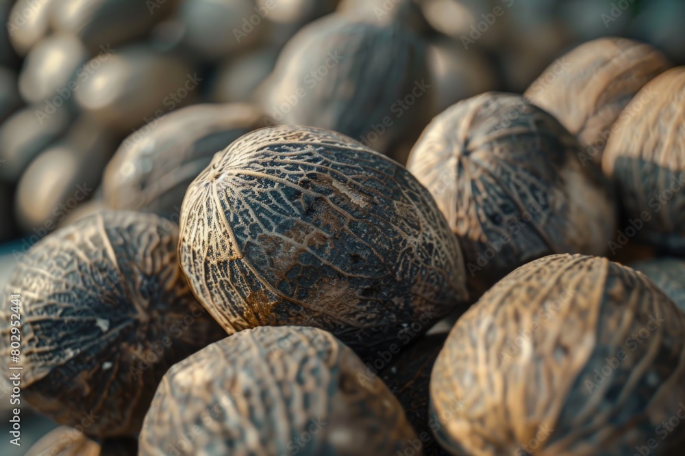 Aufkleber a pile of nuts sitting on top of a table. suitable for food and nutrition concepts