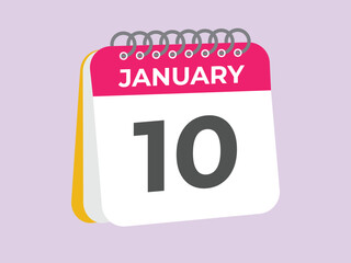 january 10 calendar reminder. 10 january daily calendar icon template. Calendar 10 january icon Design template. Vector illustration
