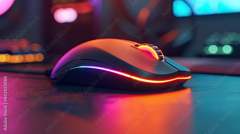 Poster computer mouse on the table. selective focus.