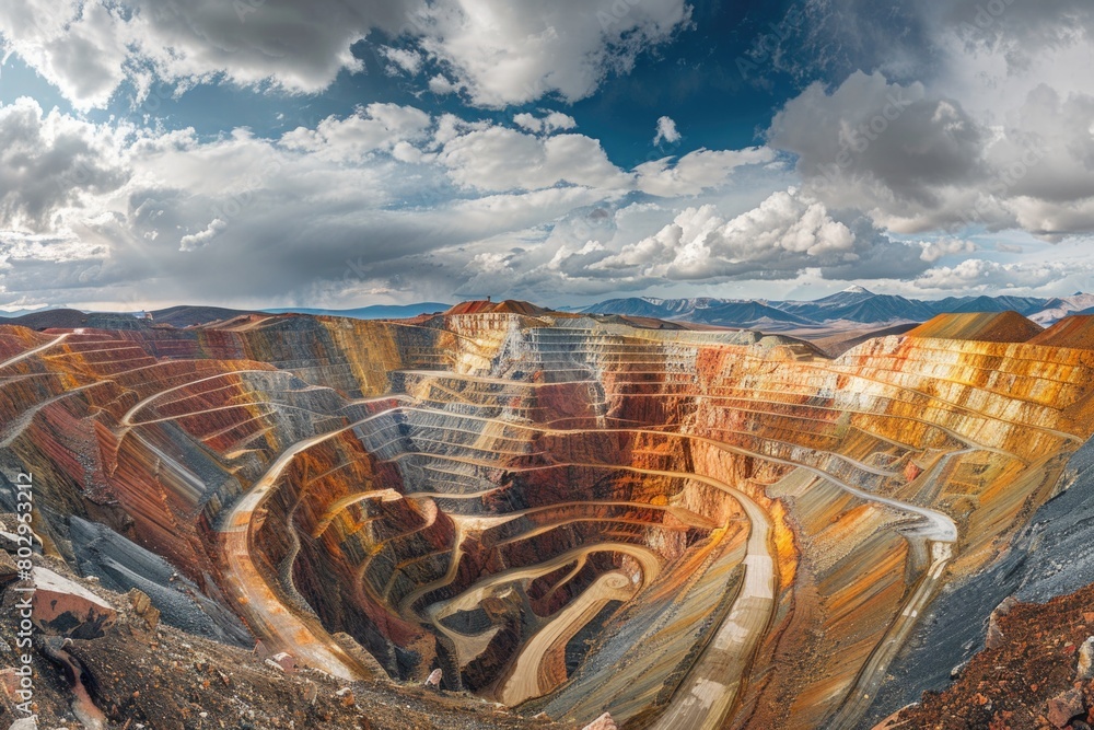 Poster A vast open pit filled with soil, suitable for construction projects