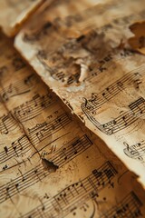 A piece of paper with music notes on it. Perfect for music-related designs