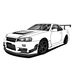 japanese car black and white vector design