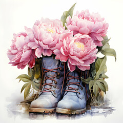 boots and flowers