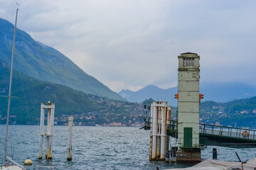 View of the mountains near the marinas in the Lake Como area in bad weather