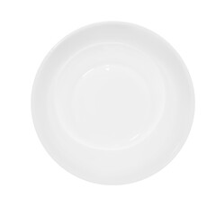 White plate on a transparent background. View from above
