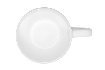 White mug or cup on a transparent background. View from above