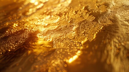 Close-up of gold exposed to high temperatures, capturing the heat waves radiating off the surface and the mesmerizing, reflective quality of the heated metal