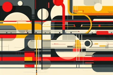 A painting of a train on a train track. Suitable for transportation or travel concepts