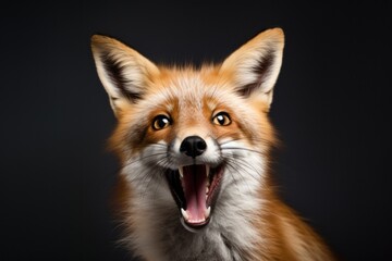 Fototapeta premium Happy surprised fox with open mouth.