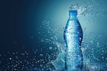 A bottle of water with a splash on it. Perfect for hydration concepts