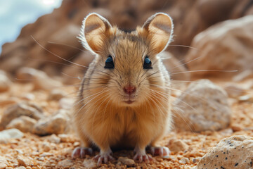 Close-up of a little rodent in rocky desert