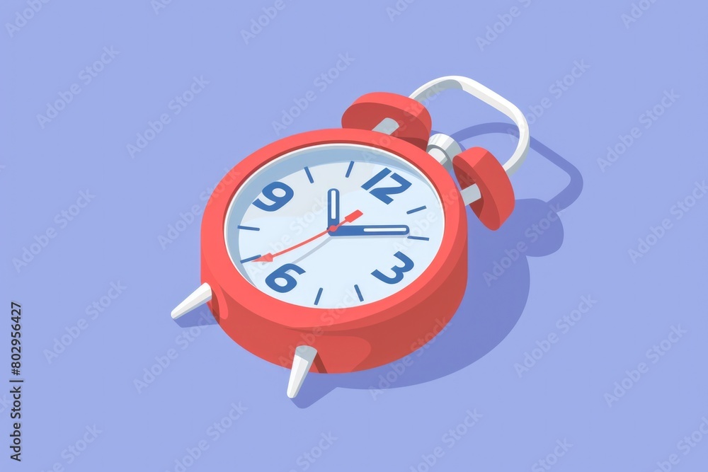 Aufkleber a red alarm clock sitting on a blue surface. ideal for time management concepts
