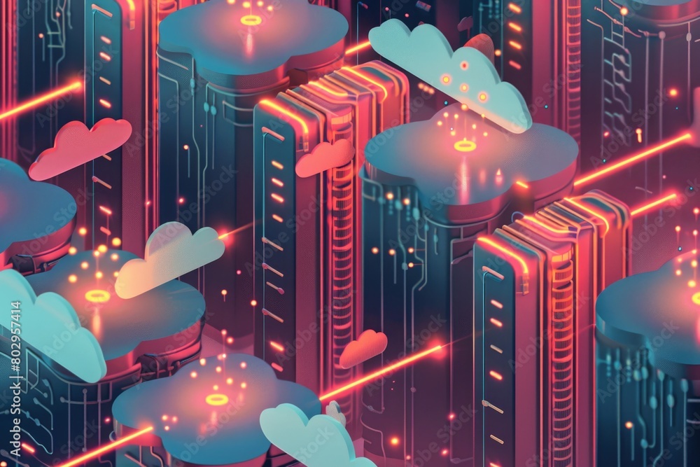 Poster cityscape with skyscrapers and cloudy sky. suitable for architectural and urban design projects