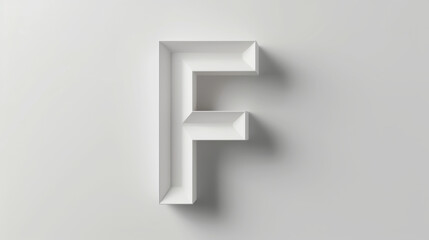 An elegant white 3D letter F casts a dynamic shadow on a grey backdrop, showcasing minimalistic design.