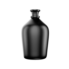 black textured 3d bottle jug container, transparent background