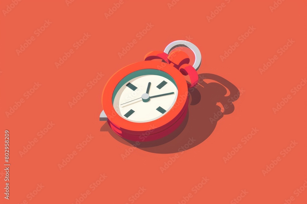 Fototapete a red alarm clock with a white face on an orange background. perfect for time management concepts