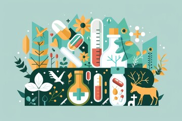 Obraz premium Illustration of various medical items. Suitable for medical websites or educational materials