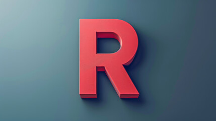Fototapeta premium The image features a bold red 3D letter R on a dark teal backdrop, creating a striking visual contrast with a modern vibe.