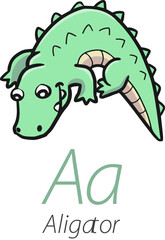Alphabet shaped aligator animals cartoon vector