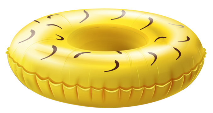 Illustration of a yellow swimming ring isolated on a transparent background