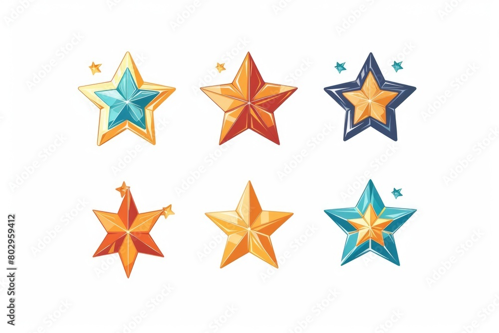 Aufkleber a collection of four different colored stars. ideal for various design projects