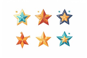 Obraz premium A collection of four different colored stars. Ideal for various design projects