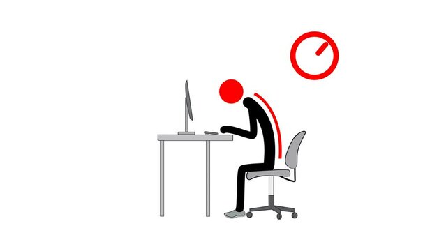 correct and incorrect posture when sitting. medical advice. 4k video illustration.