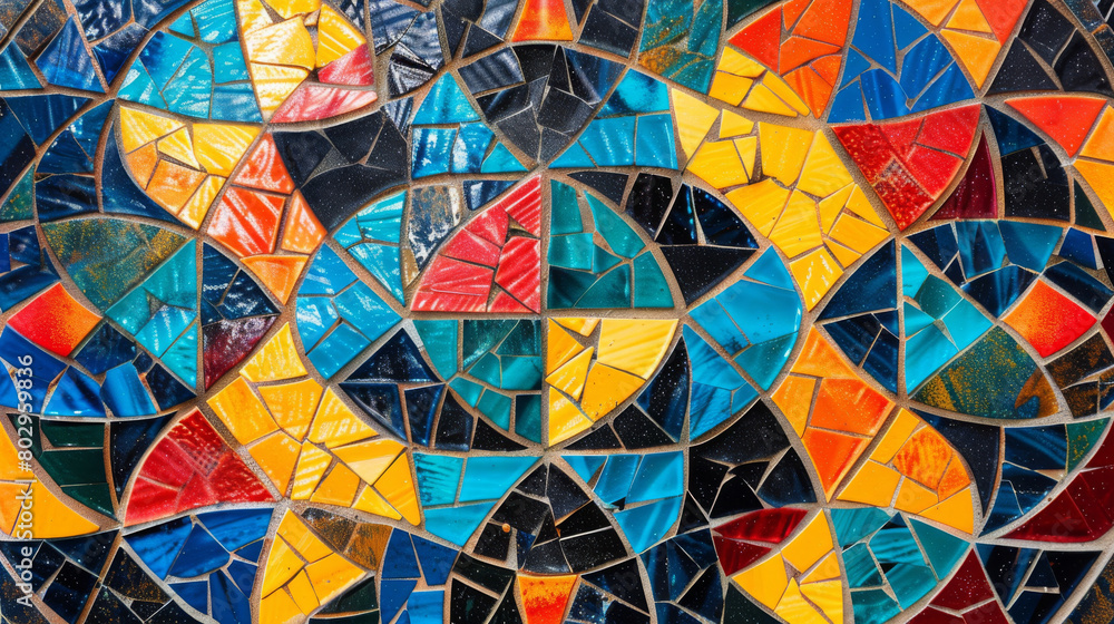 Aufkleber Close-up of a colorful mosaic pattern with an intricate design and textured surface