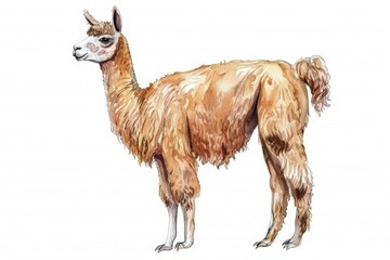 Naklejka premium A llama standing on a white surface. Ideal for animal lovers