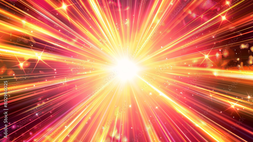 Poster luminous abstract backdrop showcasing a powerful burst of light and sparkling stars