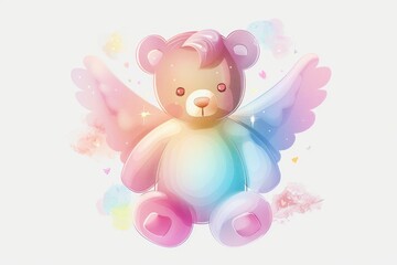Cute bear with wings, perfect for children's illustrations or fantasy themes