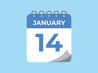 january 14 calendar reminder. 14 january daily calendar icon template. Calendar 14 january icon Design template. Vector illustration
