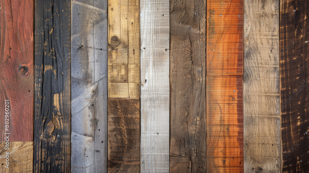 Poster textured background of wooden planks with various stains and colors