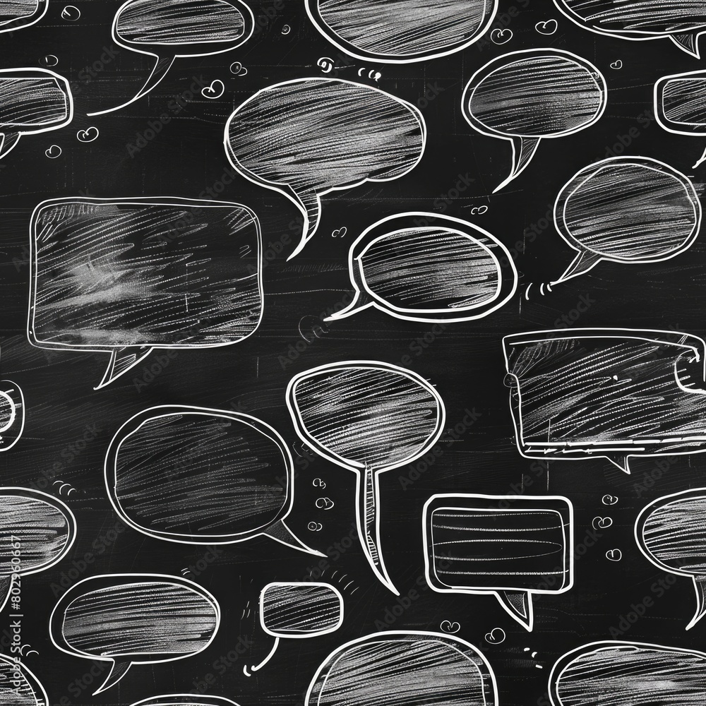 Poster speech bubbles drawn on a blackboard, suitable for educational or communication concepts